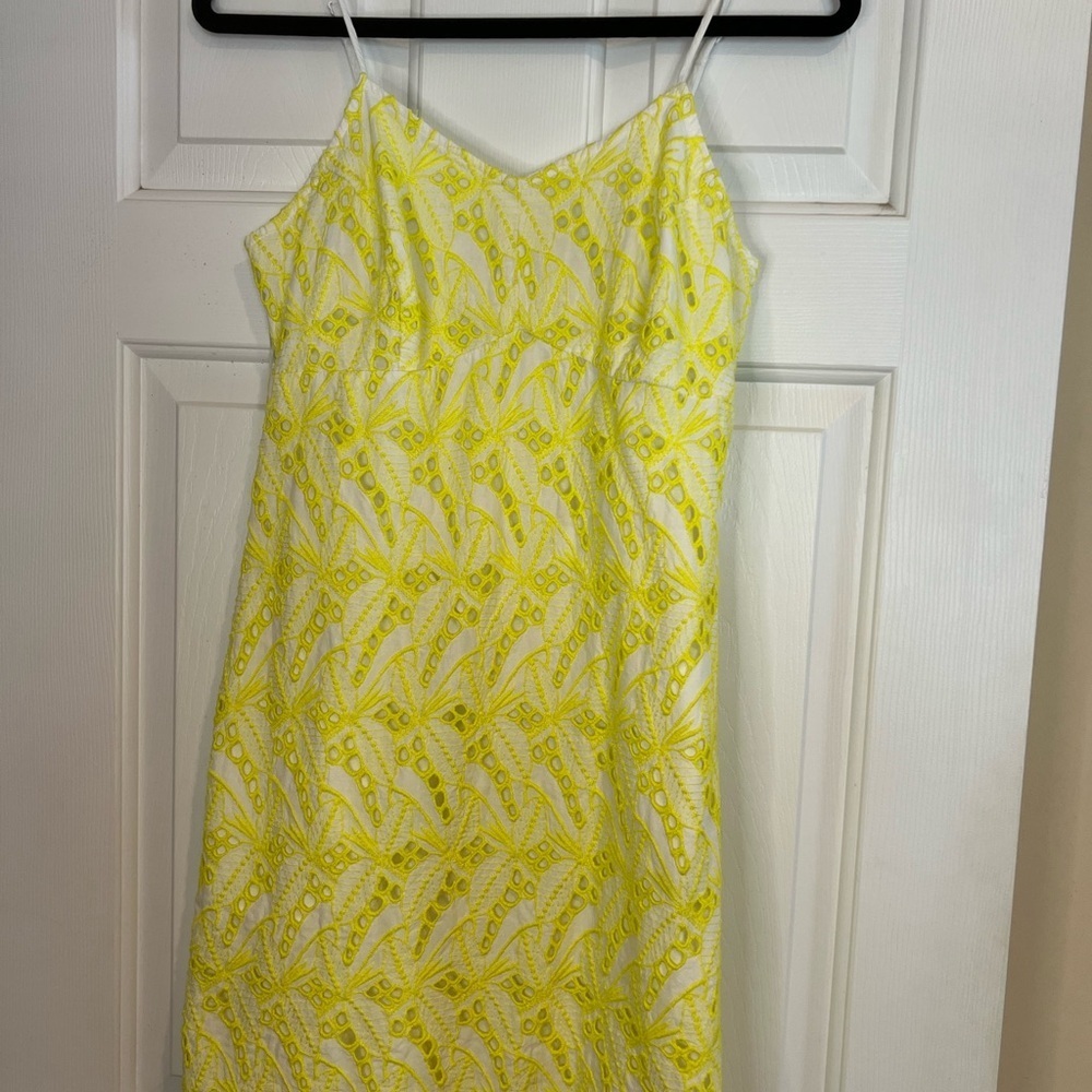 Crown & Ivy Yellow Patterned Women's Eyelet Dress